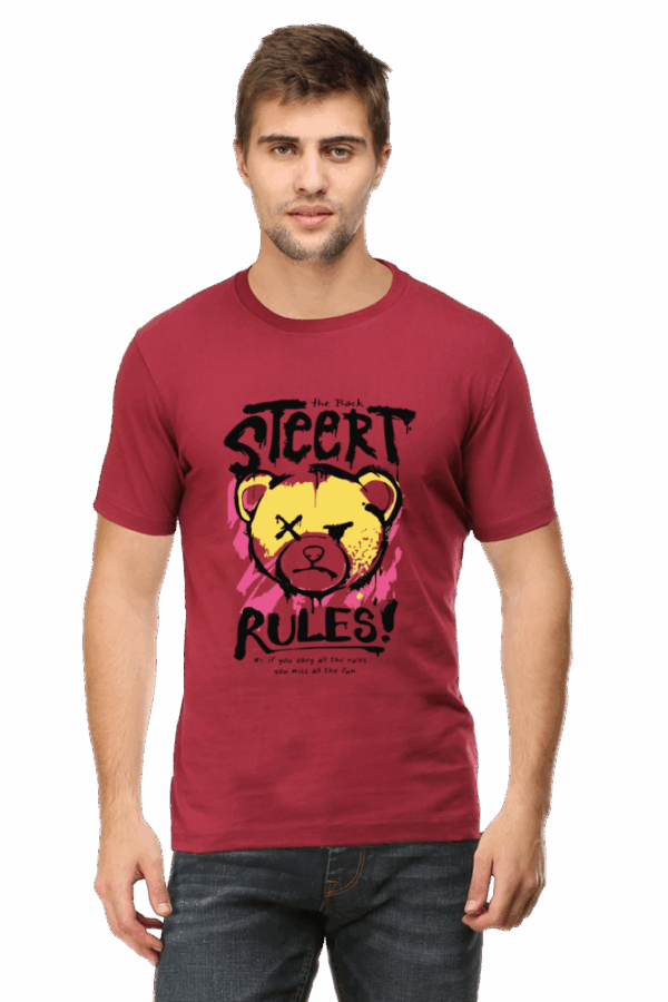 Back Street Rules Teddy Cartoon Cotton T-Shirt – Casual Streetwear Vibe - Image 3