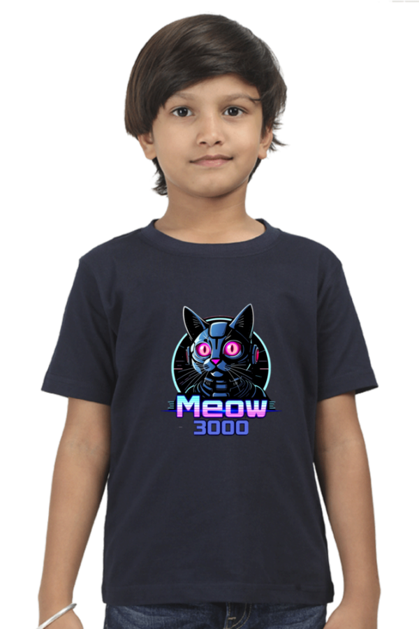 Robotic Cat "Meow 3000" Boys' Crew T-Shirt - Image 5
