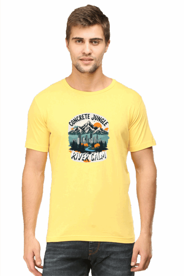 "Concrete Nature" Cityscape & River Calm Cotton T-Shirt – Urban Serenity Style - Image 3