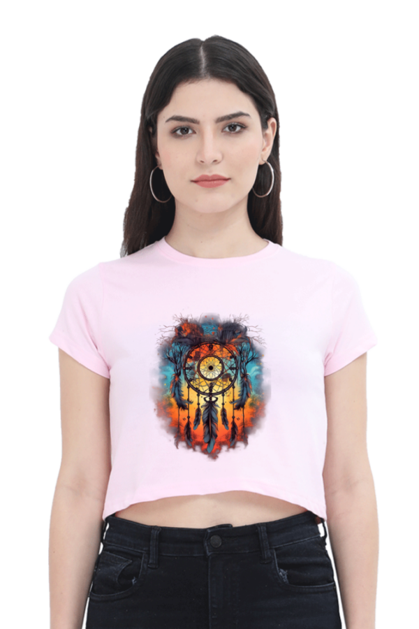 Elegant Feather Dream Catcher Women's Crop Top
