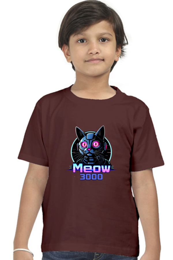 Robotic Cat "Meow 3000" Boys' Crew T-Shirt - Image 2