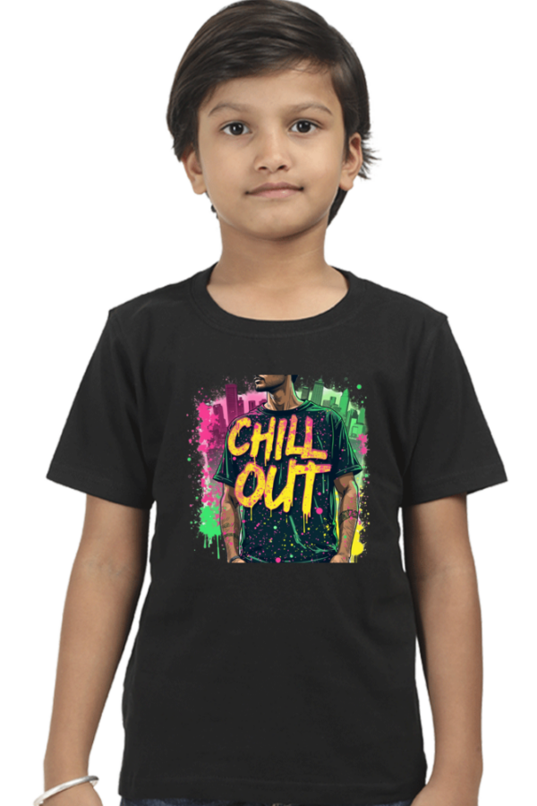 "Chill Out" Man in Cityscape Boys' Crew T-Shirt - Image 6