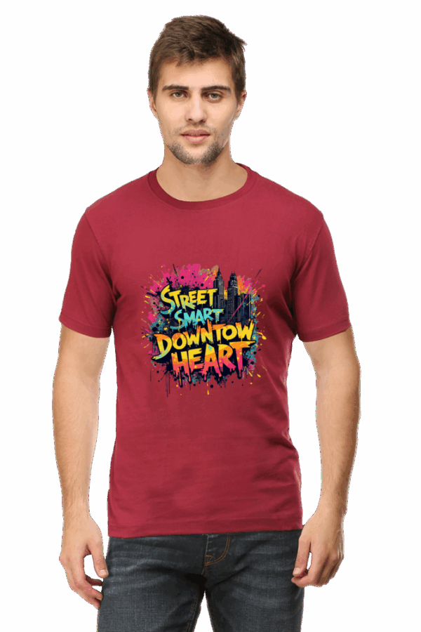 Classic "Street Smart Downtown Heart" City View Cotton T-Shirt - Image 3