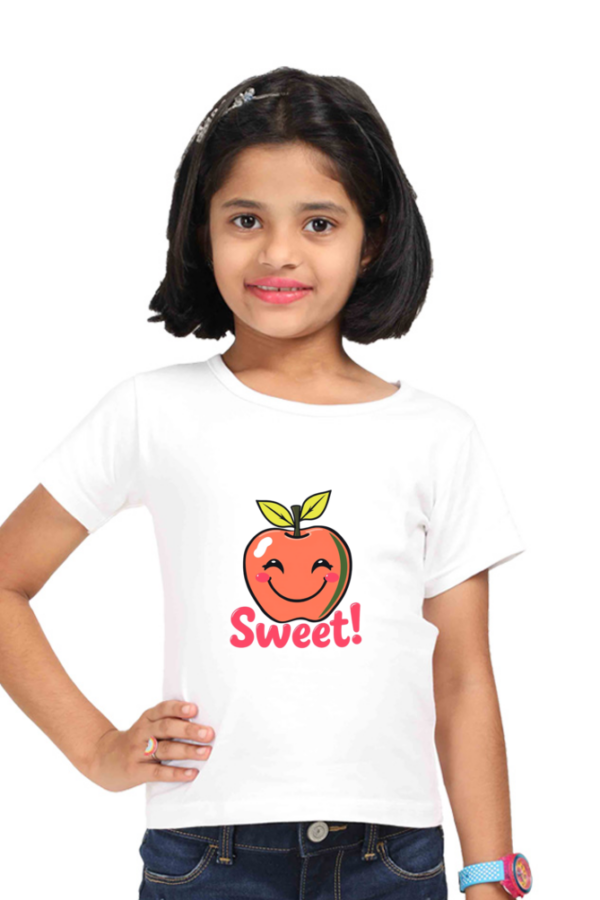 Girls' "Sweet" Apple Smile Cotton T-Shirt - Image 6