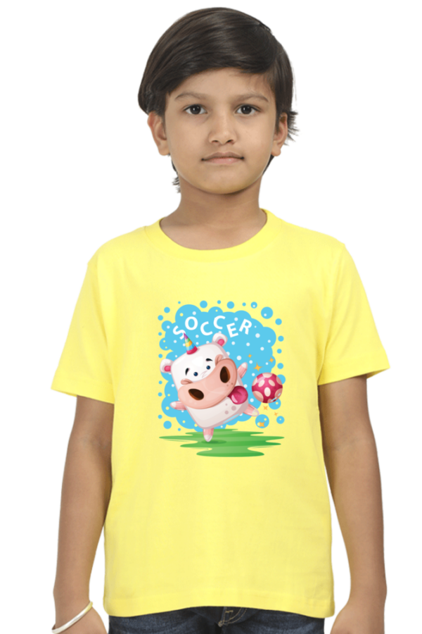 Cute Cartoon Cow "Soccer" Boys' Cotton T-Shirt