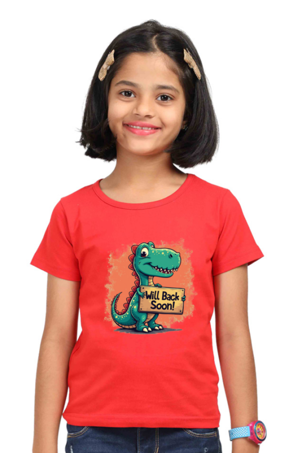Girls' "Will Back Soon" Dino T-Shirt - Image 2