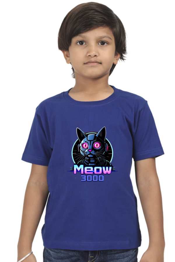 Robotic Cat "Meow 3000" Boys' Crew T-Shirt - Image 4