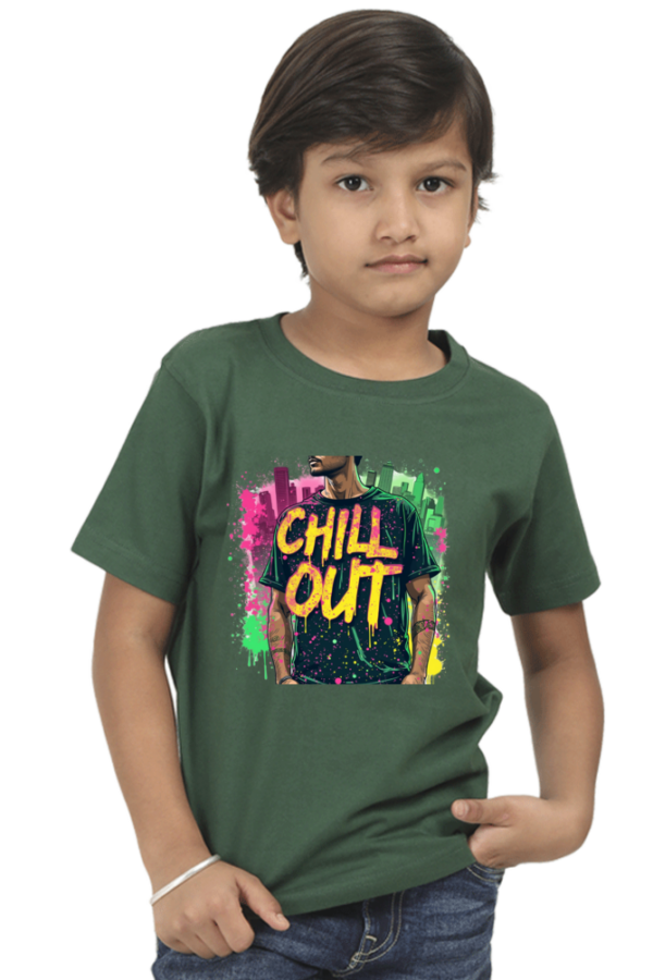"Chill Out" Man in Cityscape Boys' Crew T-Shirt - Image 4