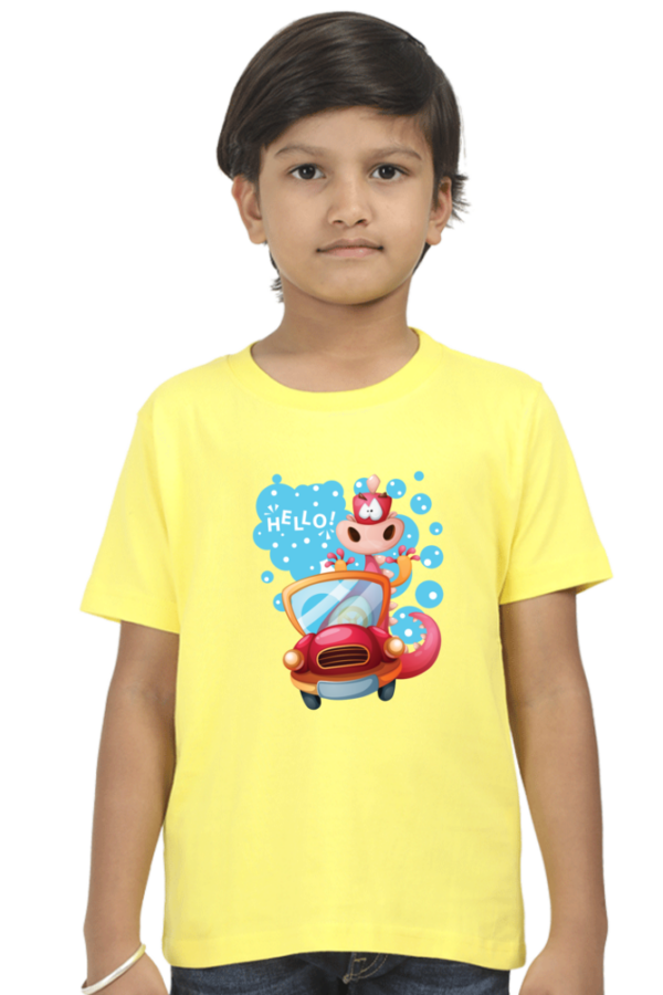 Cute Cartoon Animal Hello Cotton T-Shirt - Image 2