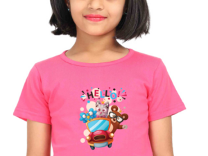 Cute Girls' "Hello" Cartoon Animals T-Shirt