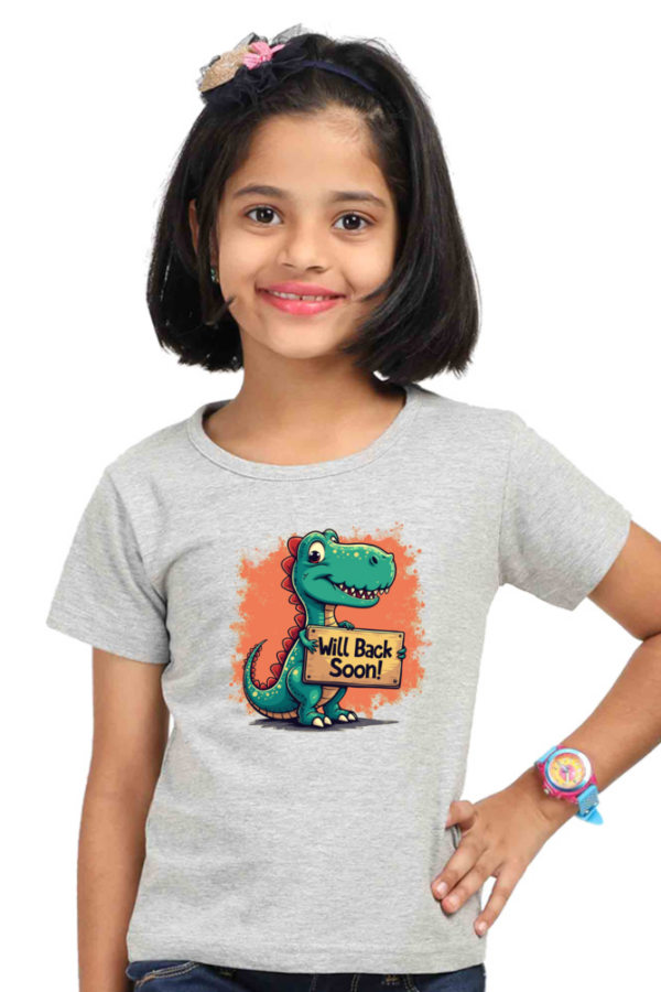 Girls' "Will Back Soon" Dino T-Shirt - Image 3