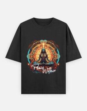 Graphic Tees - Peace Within Unisex Oversized Tees - Meditation Girl Design, 100% Cotton