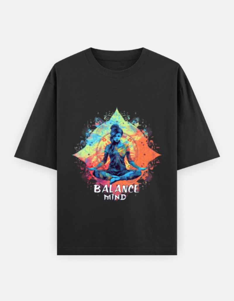 Front 1 c 2 9 Graphic Tees - Balance Mind Unisex Oversized Tees - Yoga Meditation 100% Cotton T-Shirt