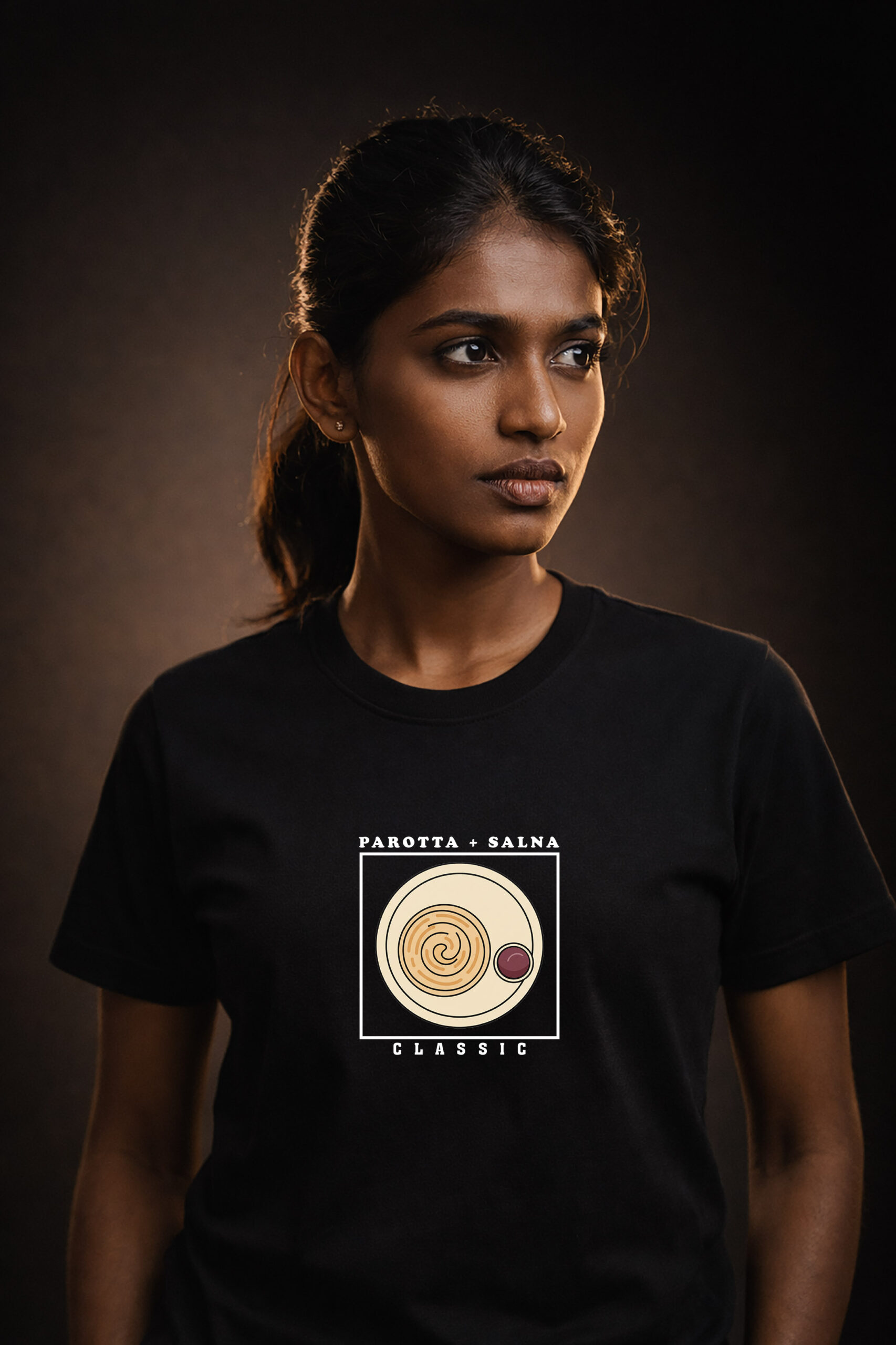 Minimal cultural t-shirt for women - Parotta Salna Classic Cotton Wear - 100% Cotton 2 minimal-cultural-t-shirt-women