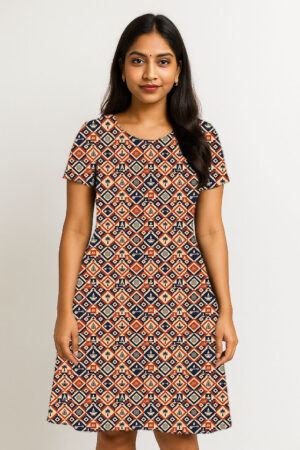 Bold Cultural Geometric A-Line Dress